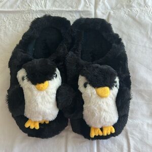 NWT Black and White Penguin Slippers
